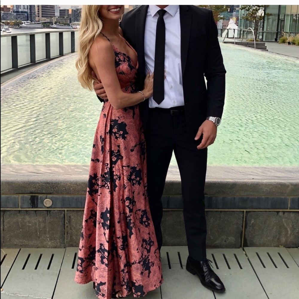 Lulus black and rose floor length formal dress